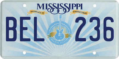 MS license plate BEL236