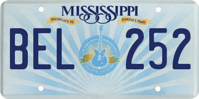 MS license plate BEL252