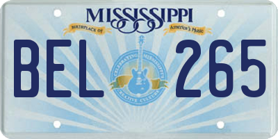MS license plate BEL265