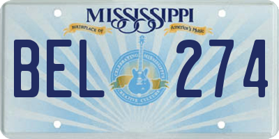 MS license plate BEL274