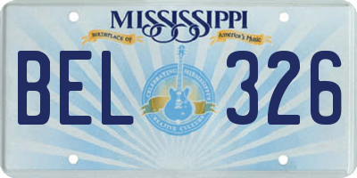 MS license plate BEL326