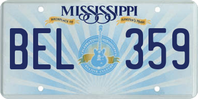 MS license plate BEL359