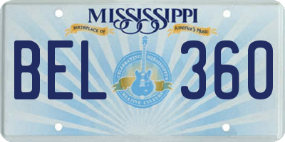 MS license plate BEL360