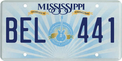 MS license plate BEL441