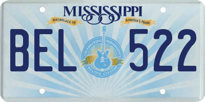 MS license plate BEL522