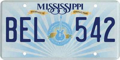 MS license plate BEL542