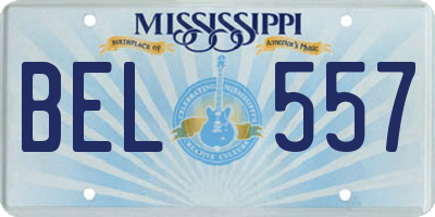 MS license plate BEL557