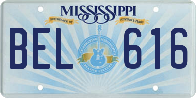 MS license plate BEL616