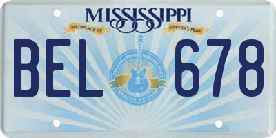 MS license plate BEL678