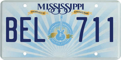 MS license plate BEL711