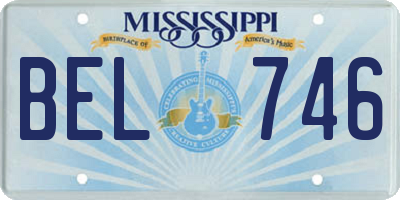 MS license plate BEL746
