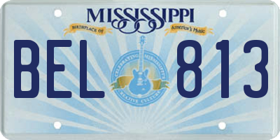 MS license plate BEL813