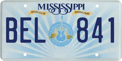 MS license plate BEL841