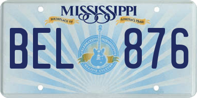 MS license plate BEL876