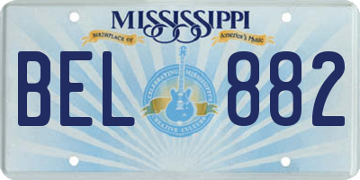 MS license plate BEL882