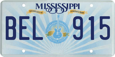 MS license plate BEL915