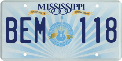 MS license plate BEM118