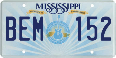 MS license plate BEM152