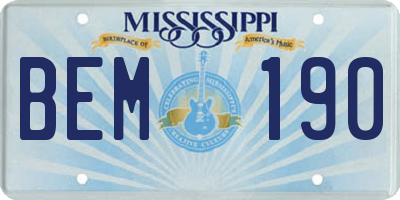 MS license plate BEM190