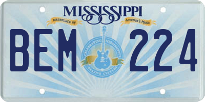 MS license plate BEM224
