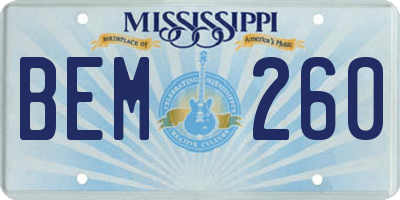 MS license plate BEM260
