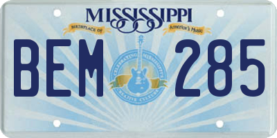 MS license plate BEM285