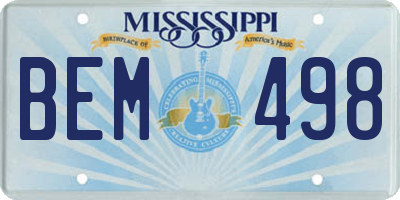 MS license plate BEM498