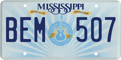 MS license plate BEM507