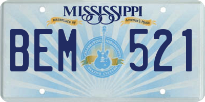 MS license plate BEM521