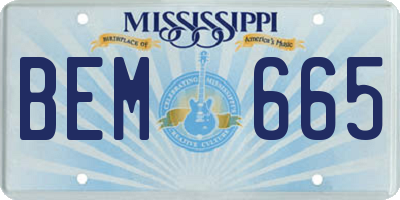 MS license plate BEM665