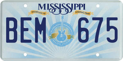 MS license plate BEM675