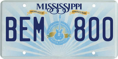 MS license plate BEM800