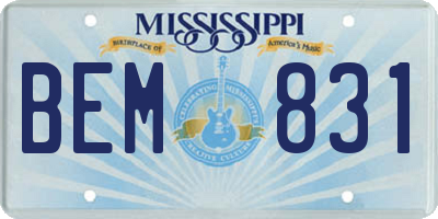 MS license plate BEM831