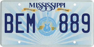 MS license plate BEM889