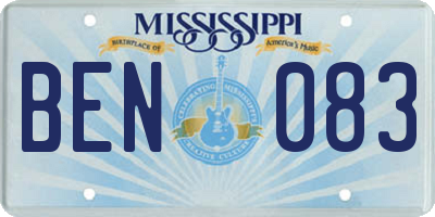 MS license plate BEN083