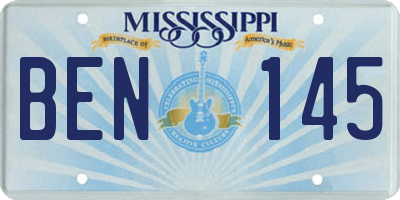 MS license plate BEN145