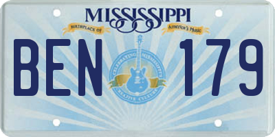MS license plate BEN179