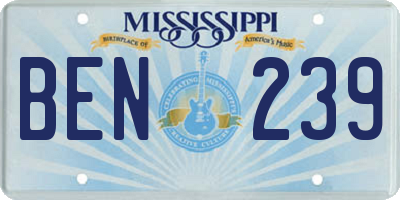 MS license plate BEN239