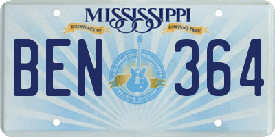 MS license plate BEN364