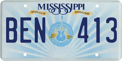 MS license plate BEN413
