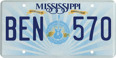 MS license plate BEN570