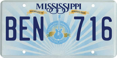 MS license plate BEN716