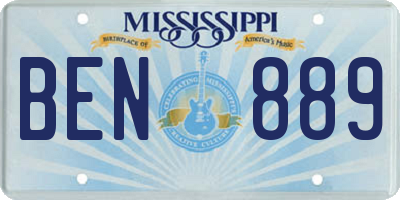 MS license plate BEN889
