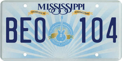 MS license plate BEO104