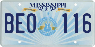 MS license plate BEO116
