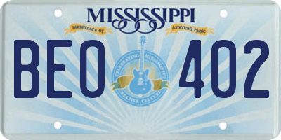 MS license plate BEO402