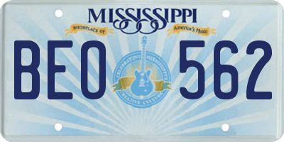 MS license plate BEO562