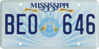 MS license plate BEO646