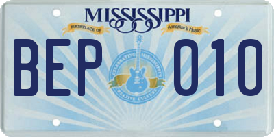 MS license plate BEP010