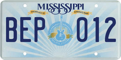 MS license plate BEP012